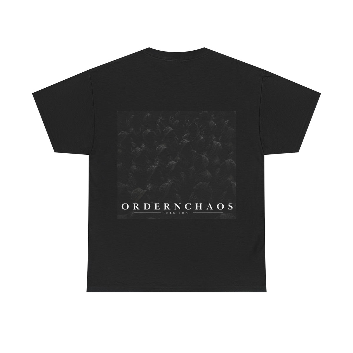 OrderChaos Graphic Tee — Minimalist Black Back Print Shirt